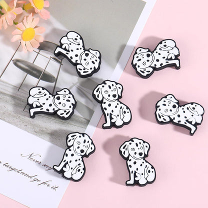 10Pcs Animal Silicone Beads for Keychain Making Cute Puppy Focal Beads for Pens Dalmatian Dog Animal Focals for Bracelets Necklace Earrings Jewelry Making