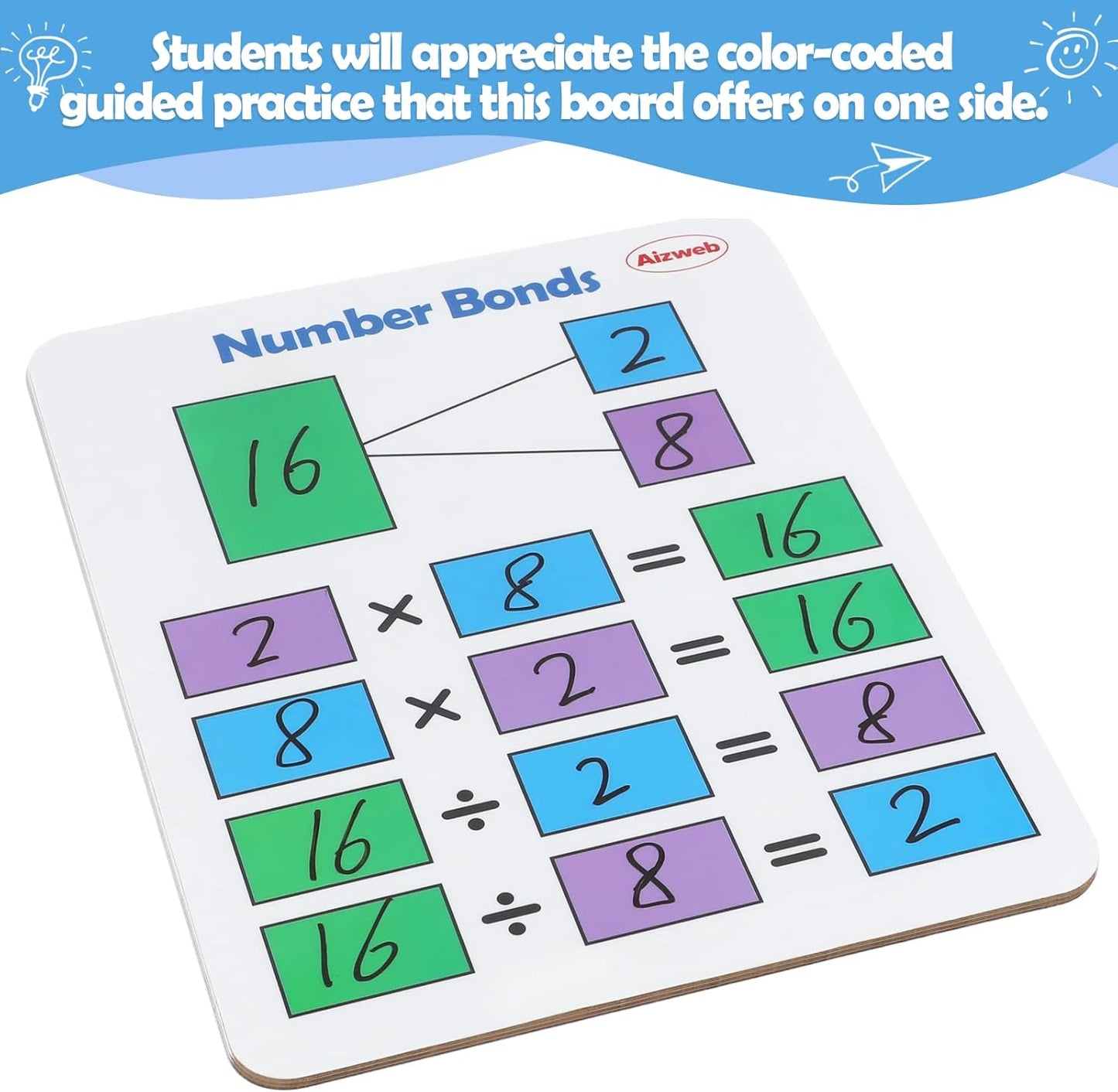 Aizweb 12 Pack Dry Erase Board Card,9" x 12" Small Whiteboard Number Line 120 Numbers Chart Ten Frame,Math Manipulatives Addition Subtraction Game for Student Classroom Must Haves Teacher Supplies