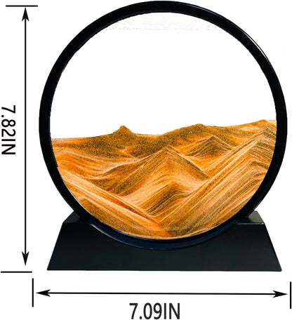 SANDCLE Moving Sand Art Liquid Motion - Moving Sand Art Picture Decor 3D Deep Sea Sandscape, Round Glass Frame Display Flowing Sand Relaxing Toy for Desktop Home Office Work Decoration(Blue, 12")