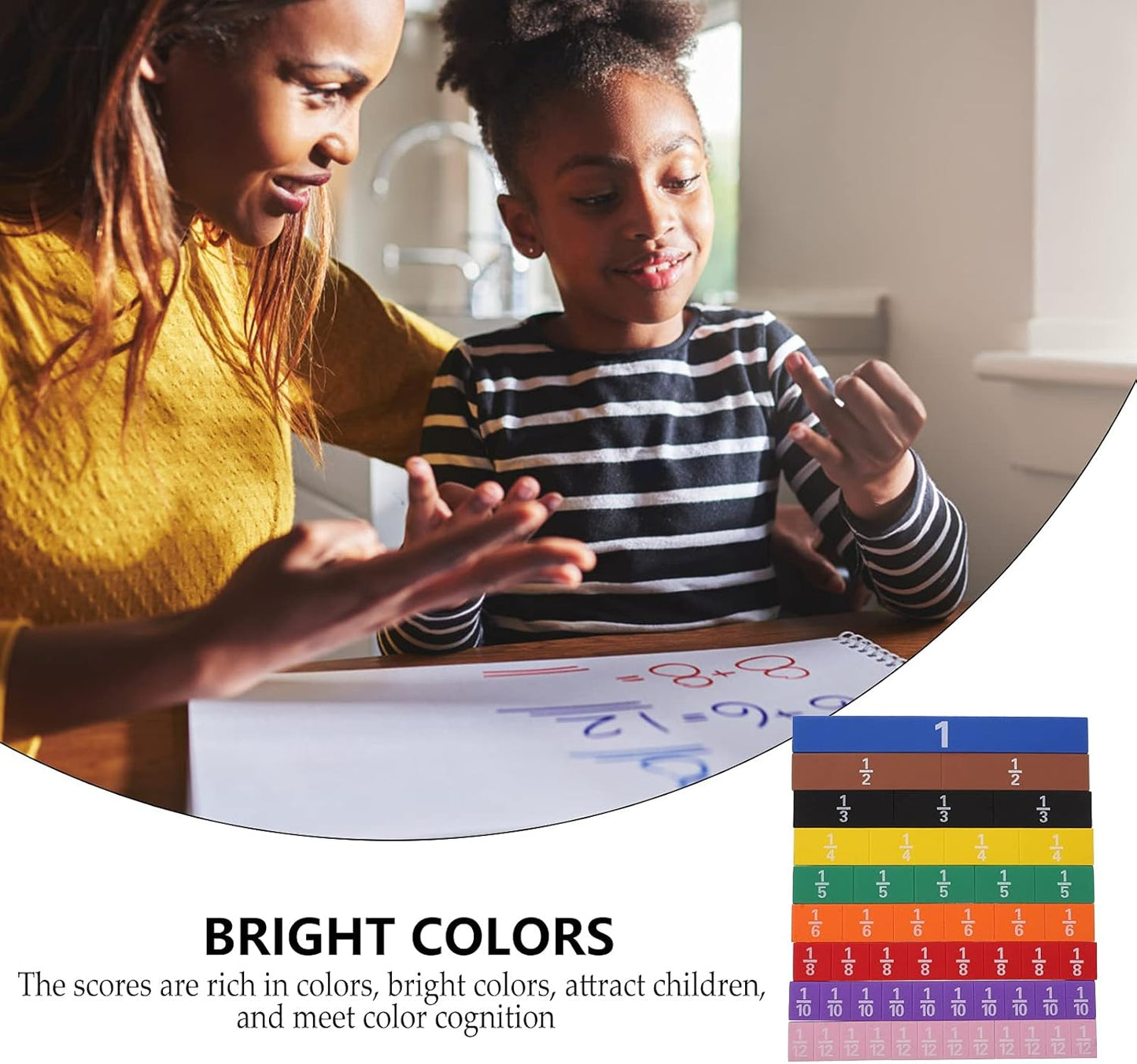 Toddmomy 1 Set Magnetic Fraction Tile Montessori Math Materials for Kids Ages 9+, Learn Numerical Equivalence Manipulatives, Elementary School 4th Grade Math Learning Tools