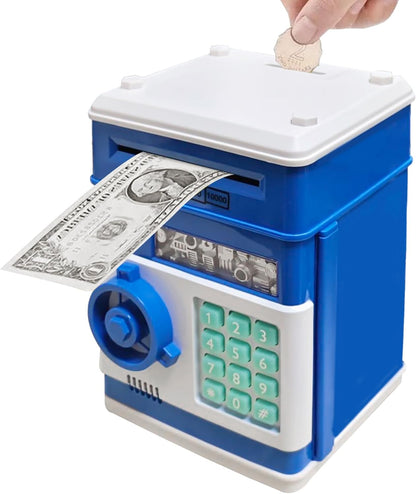 Piggy Bank Electronic Mini ATM for Kids Baby Toy, Safe Coin Banks Money Saving Box Password Code Lock for Children,Boys Girls Best Gift (Silver)