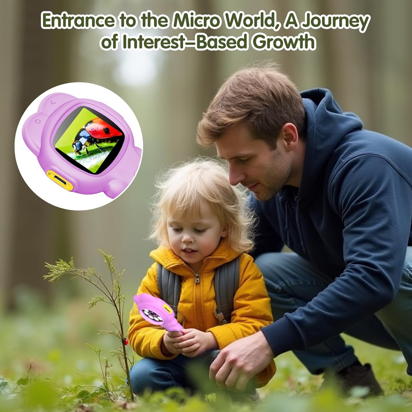 2-in-1 Kids Microscope Camera with 200W Dual Lens-2.0" Screen 500X Photo & Video AUKCLAX Digital Microscopes Handheld for 3 4 5 6 7 8 9 10 11 12 Year Old Kids Educational Science Kit Toy Gifts(Purple)