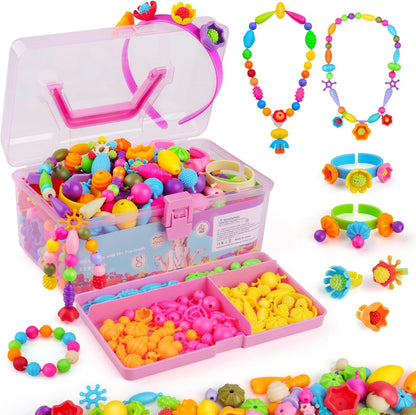 NEXBOX Girls Crafts Jewelry Making Kit for Toddlers - Pop Beads Toys Sets for Little Kids Age 3 4 5 6 Year Old, Ideas Birthday Gifts