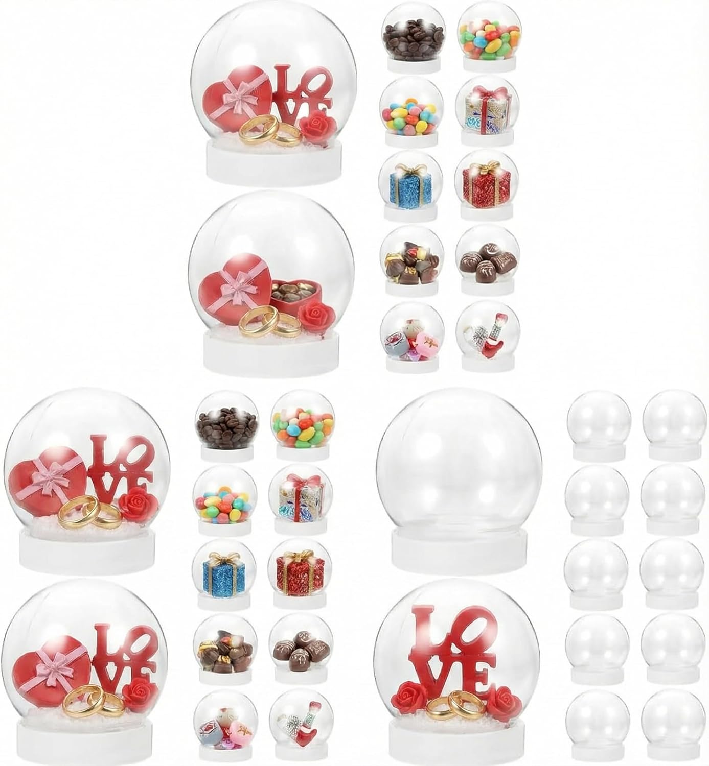 36Pcs DIY Clear Plastic Water Globes Kit, Shatterproof Snow Globes for Bulk Summer Camp Crafts, Kids Pool Party Favors, Beach Souvenirs & Sensory Jars