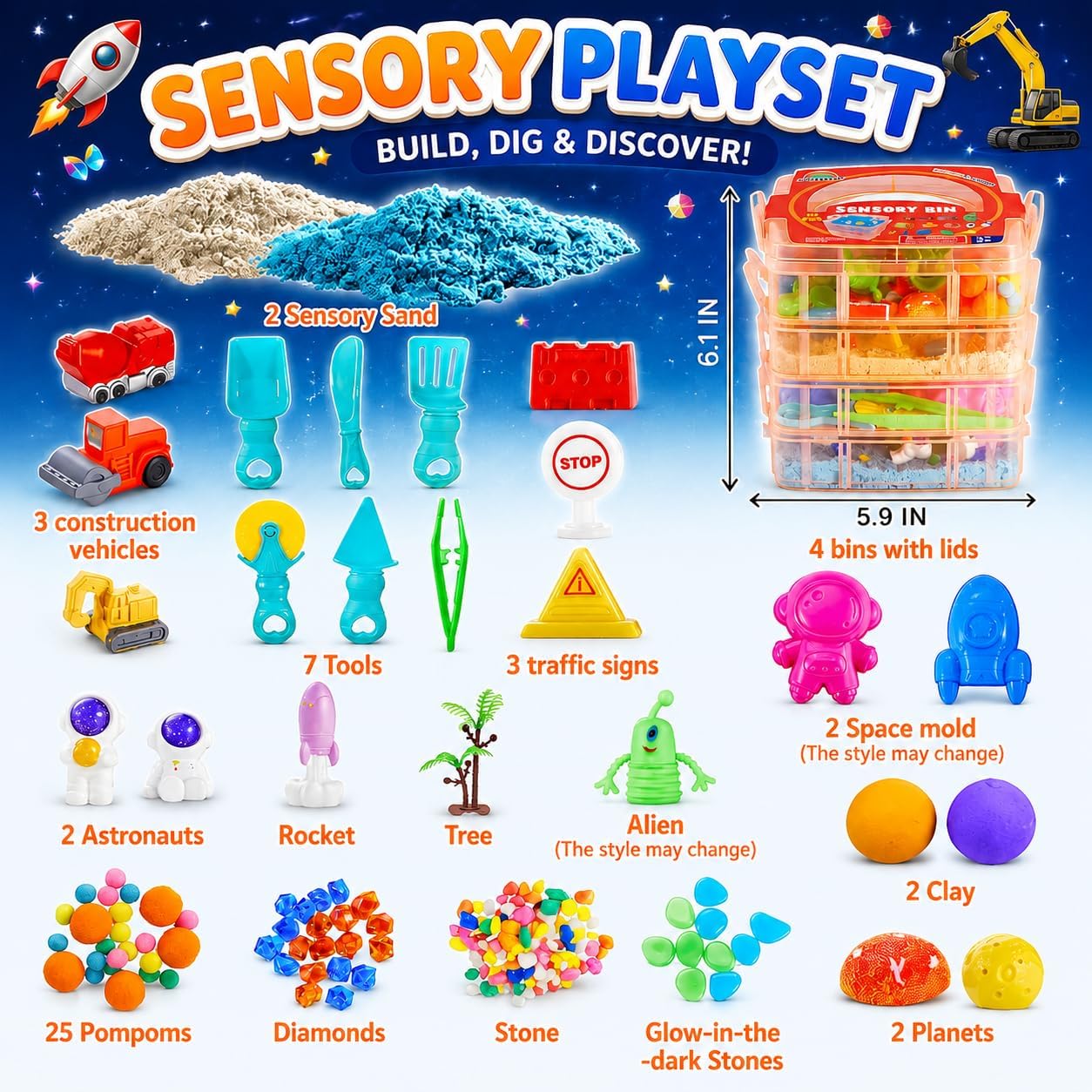 Dino & Ocean Sensory Bin, Dino & Ocean Sensory Toys with Play Sand for Toddlers Boys and Girls,Kids Toys Gift Sand Box for Age 3 4 5 6 7 8