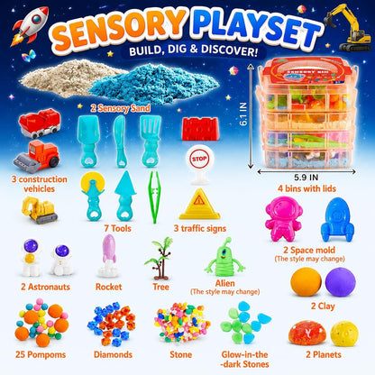 Dino & Ocean Sensory Bin, Dino & Ocean Sensory Toys with Play Sand for Toddlers Boys and Girls,Kids Toys Gift Sand Box for Age 3 4 5 6 7 8