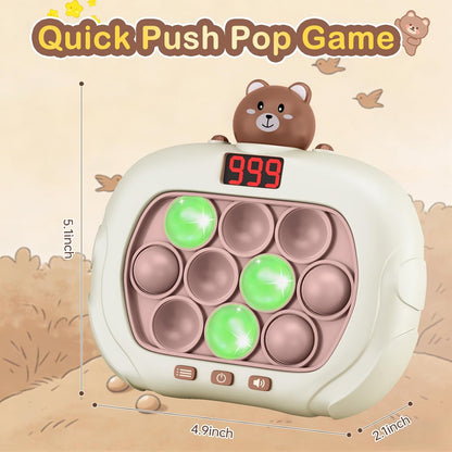 Narotood Quick Push Pop Game - Light Up Bubble Fidget Toy for Kids & Adults, Handheld Puzzle Game Sensory Toys, Great Gift for Christmas, Easter & Birthdays for Boys and Girls Ages 3-12 (Bear)