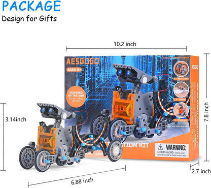 AESGOGO STEM Projects for Kids Ages 8-12, Solar Robot Science Building Kits, Birthday Gifts for 8 9 10 11 12-16 Year Old Boys Girls Teens, Robotics Powered by Sun or Battery(Not Include).