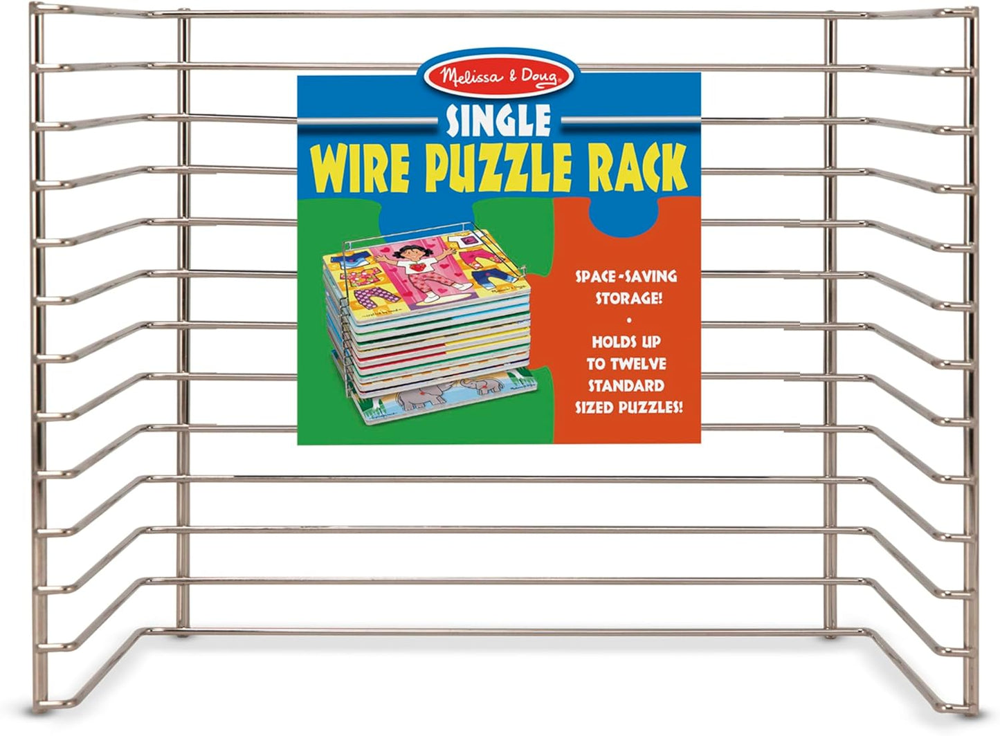 Melissa & Doug Puzzle Storage Rack - Wire Rack Holds 12 Puzzles
