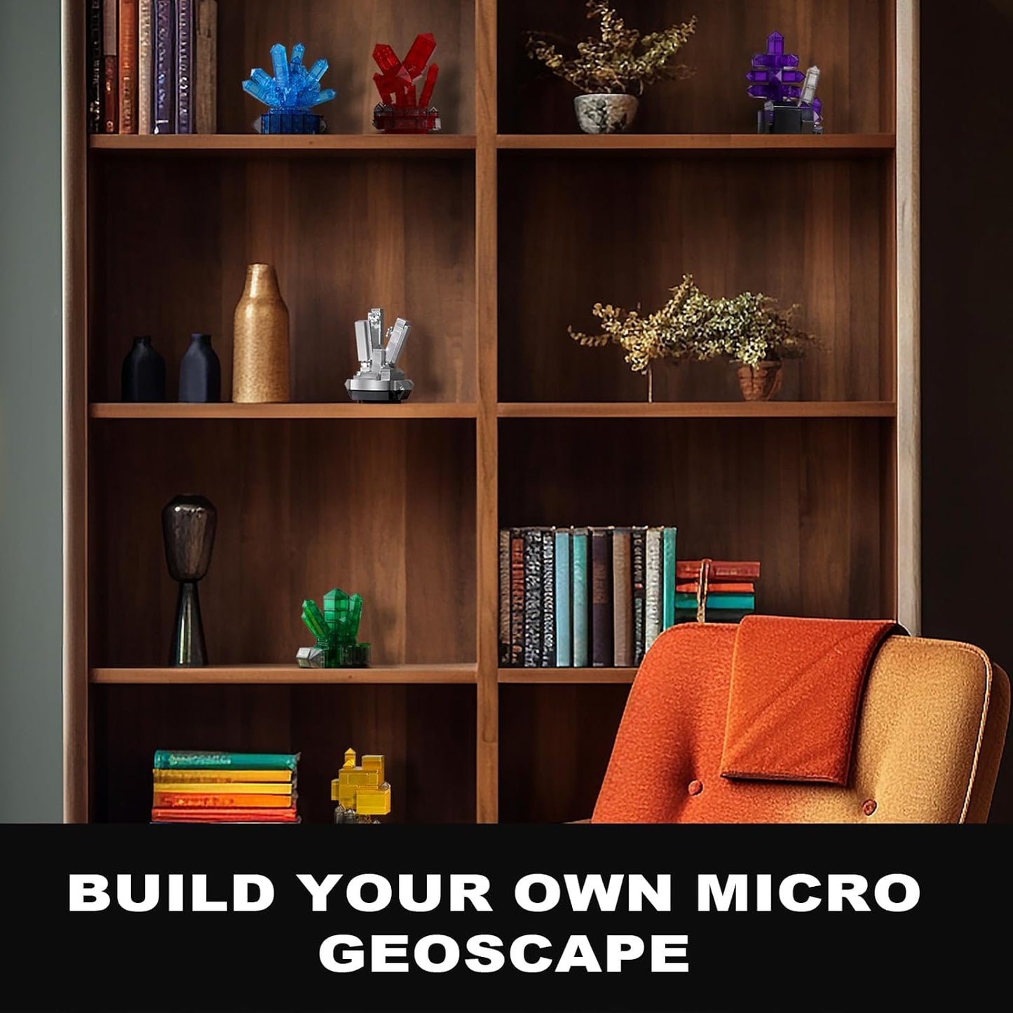 Crystal Building Kit for Mom Women, 564PCS Gemstone Mineral Collection - Elegant Home Office Decor & Mindful Craft Desk Display, Unique Gift for Wife, Grandma (6 Models)
