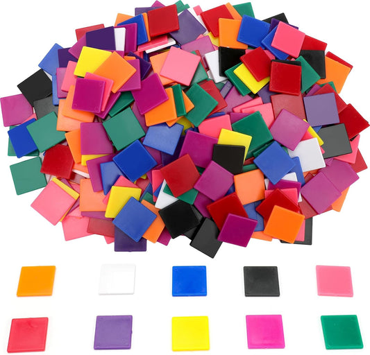 Coopay 500 Pcs Plastic Square Color Tiles, Bingo Chips, Poker Chips, Color Sorting, Math Counters, Game Tokens, Counting Manipulatives for Kids Elementary School Classroom Learning Development Toys
