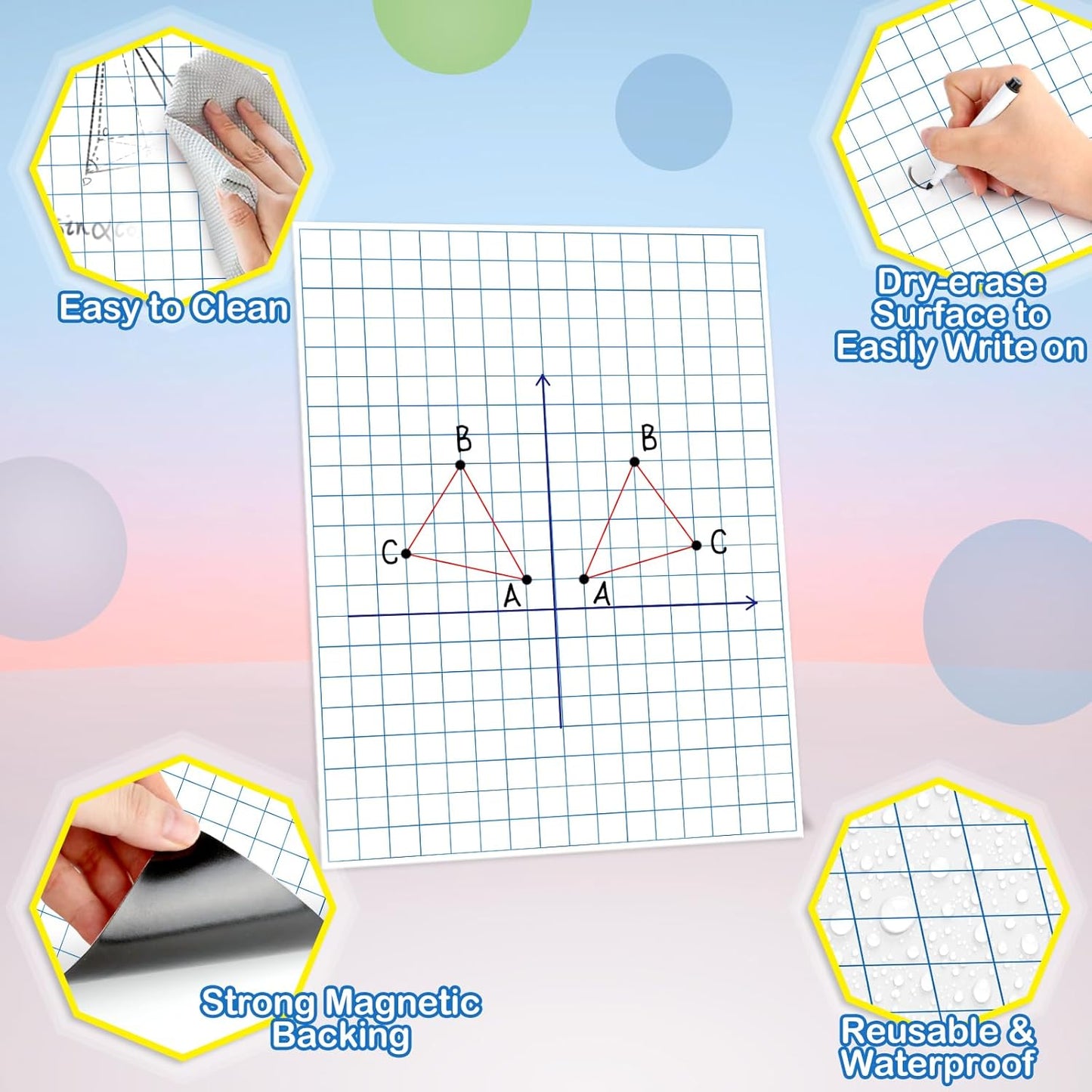 Aizweb Giant Magnetic Lined Notebook Paper,2 Dry Erase Sheets,Total Area 17" x 21.5",Handwriting Practice for Classroom Whiteboard,Chart Paper Teacher Must Have Homeschool Teaching Supplies