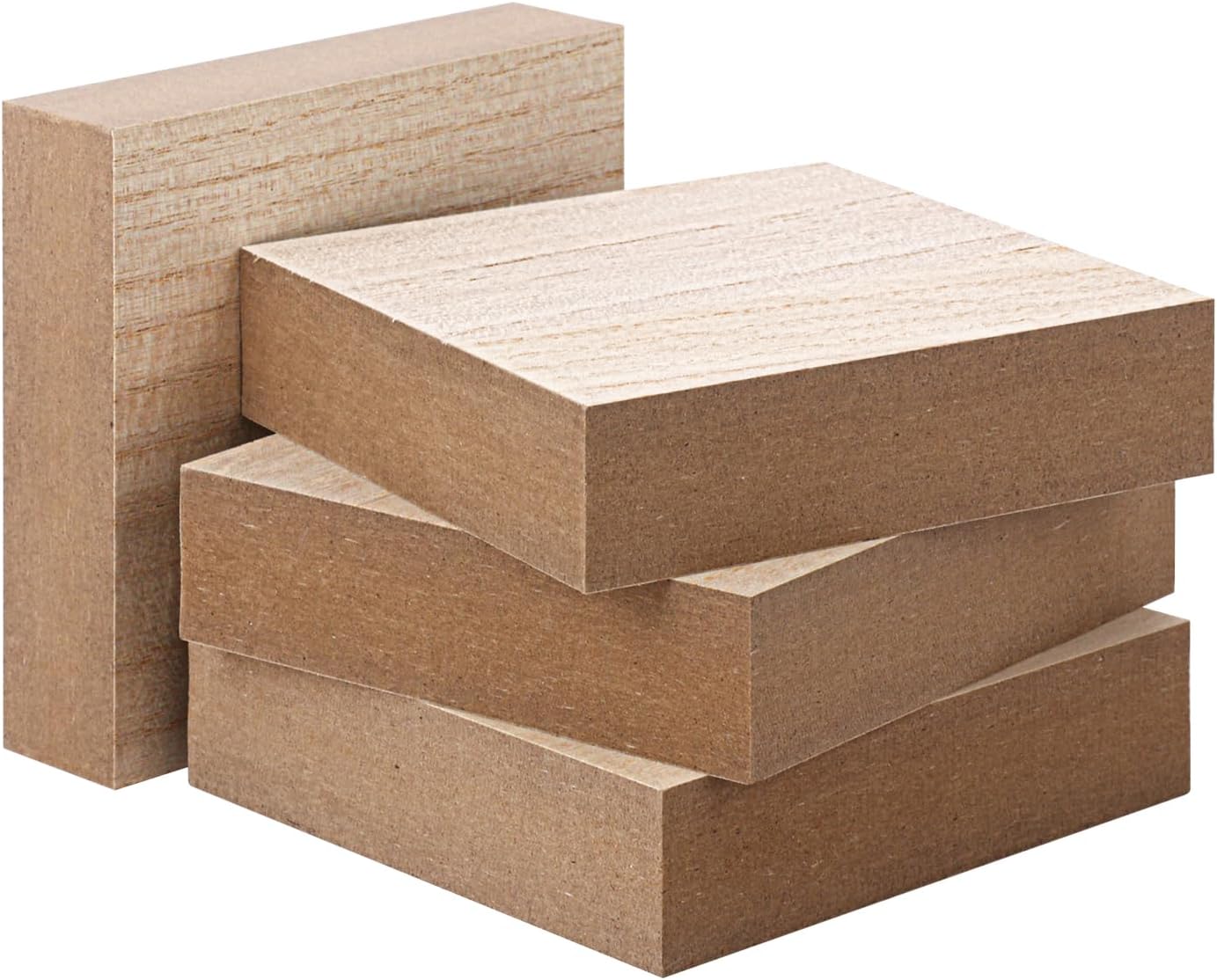 10 Pack Unfinished MDF Wood Rectangle Blocks, 3 x 10 Inch Wooden Blocks for Crafts, DIY Projects, and Custom Decor