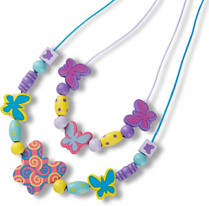 Melissa & Doug Sweet Hearts and Butterfly Friends Bead Set of 2-250+ Wooden Beads