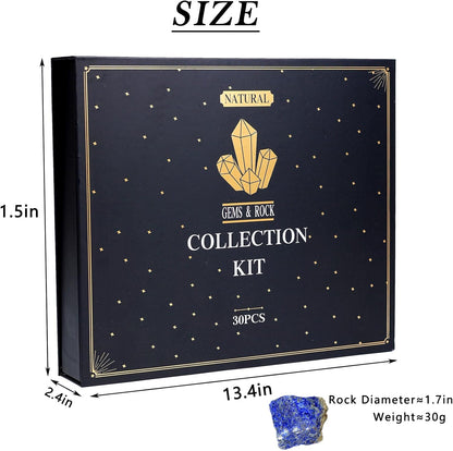 Rock Collection for Kids - 30 Pcs Rocks, Gemstones & Crystals Kit with Learning Guide,Mineral Education Set Geology Science STEM Toys, Earth Science Activity,Gifts for Boys & Girls