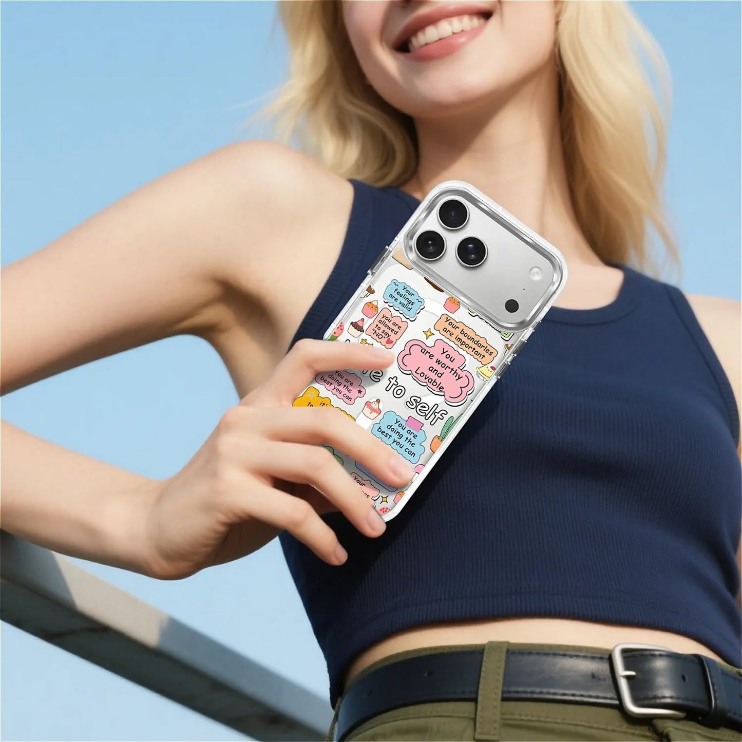 for iPhone 17 Pro Max Case [Compatible with Magsafe],Girls Women Clear Magnetic Case Silicone Shockproof Protective Cover with Pattern Colorful Motivational Letters