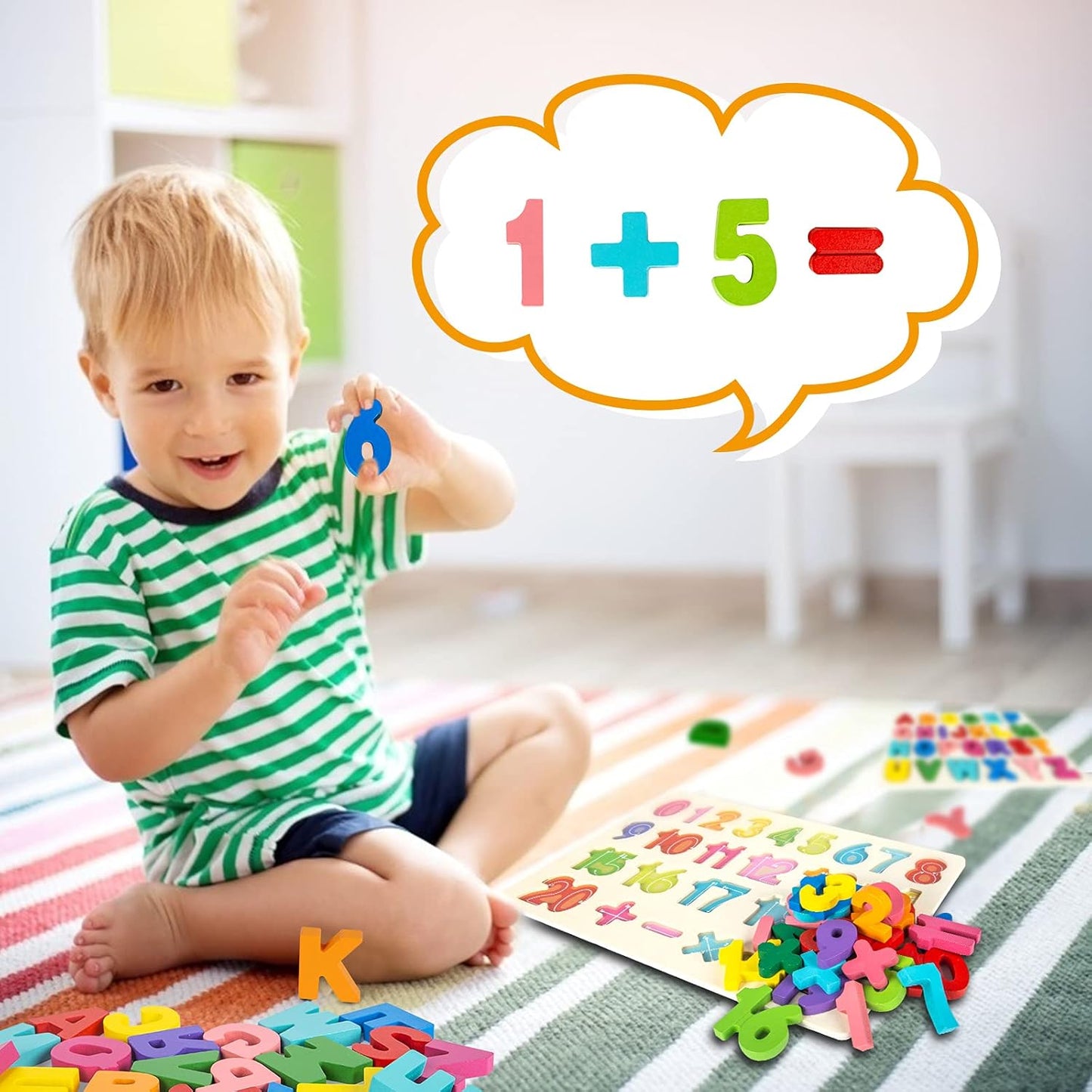 Attmu Wooden Puzzles for Toddlers, 6 Pcs Alphabet Puzzle ABC Shape Number Animal Farm Puzzle, Learning Toys for Kids, Preschool Educational Activities Toddler Gift Toys for Girls Boys Christmas Easter