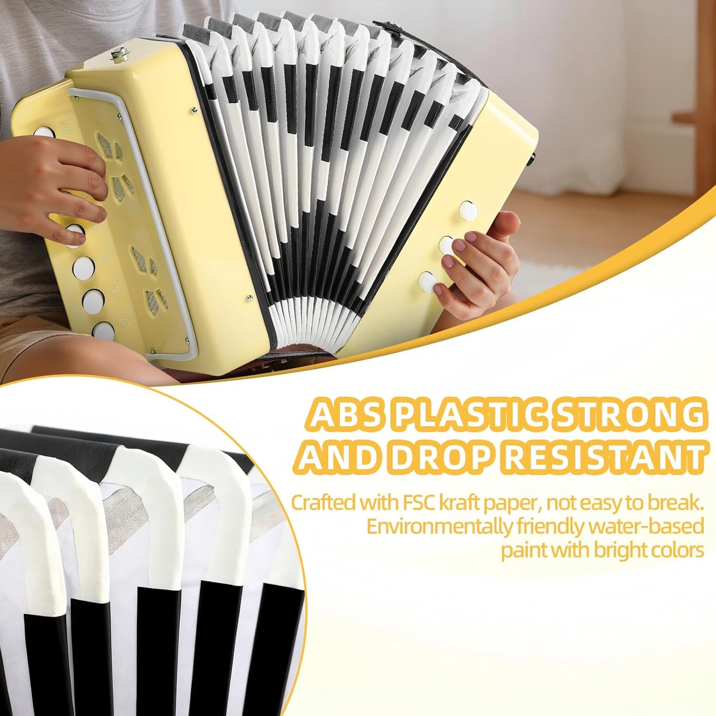 10 Keys Kids Accordion, Horse Button Accordion Toys Accordian Mini Musical Instruments Button for Child Children Kids Toddlers Beginners (Light Pink)