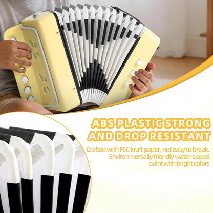 10 Keys Kids Accordion, Horse Button Accordion Toys Accordian Mini Musical Instruments Button for Child Children Kids Toddlers Beginners (Light Pink)
