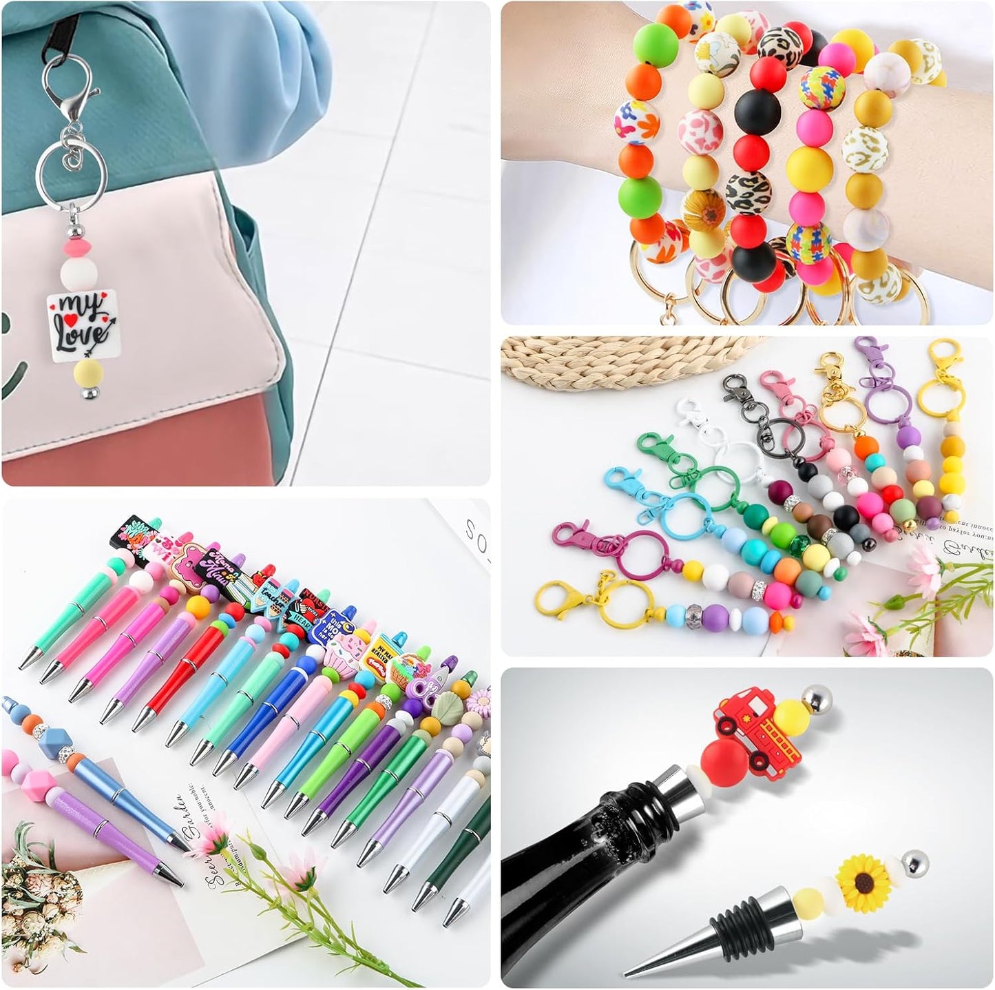 65Pcs 19mm Silicone Beads for Keychain Making Bracelet Necklace, Bulk Round Silicone Beads for Pens（Christmas Green） - Colors B