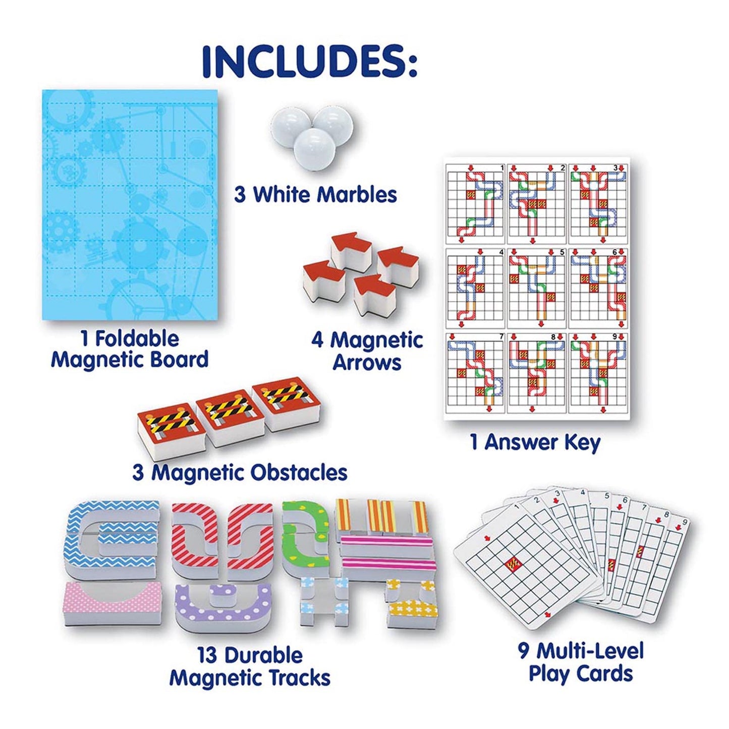Magnetic Marble Run, Assorted Colors, 9.6" W x 11.2" H Magnetic Board, 34 Pieces