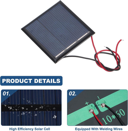 MECCANIXITY 2 Pcs 5.5V 0.44W 70mA Mini Solar Panels, Small Polycrystalline Solar Cell Panel with 2 Cable for DIY Electric Toy Materials Kits Charger, 60mm x 60mm