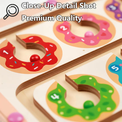 QimuMku Montessori Busy Board for Toddlers 2-4 - Magnetic Color and Number Maze Wooden Ice Cream Matching Game 1-6 Counting Learning Toys for Boys Girls Road Trip Essentials