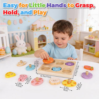 Wooden Puzzles for Toddlers 1-3, Animal Match Farm Peg Puzzle for Toddlers Age 1+, Montessori Toys for 1 2 Year Old, Knob Puzzle Birthday Gift, Preschoool Learning Toys