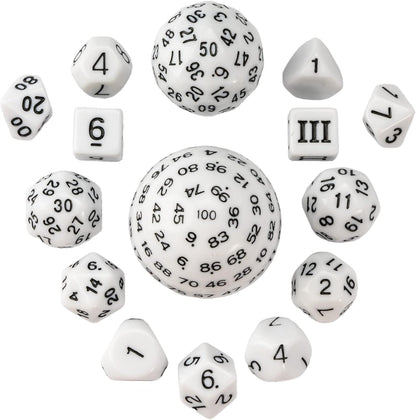 15 Pieces Complete Polyhedral DND Dice Set D3-D100 Spherical D&D Dice Set with Dragon Eye Dice Bag, D100 Dice for RPG Table Games(Black w/Purple Numbers)