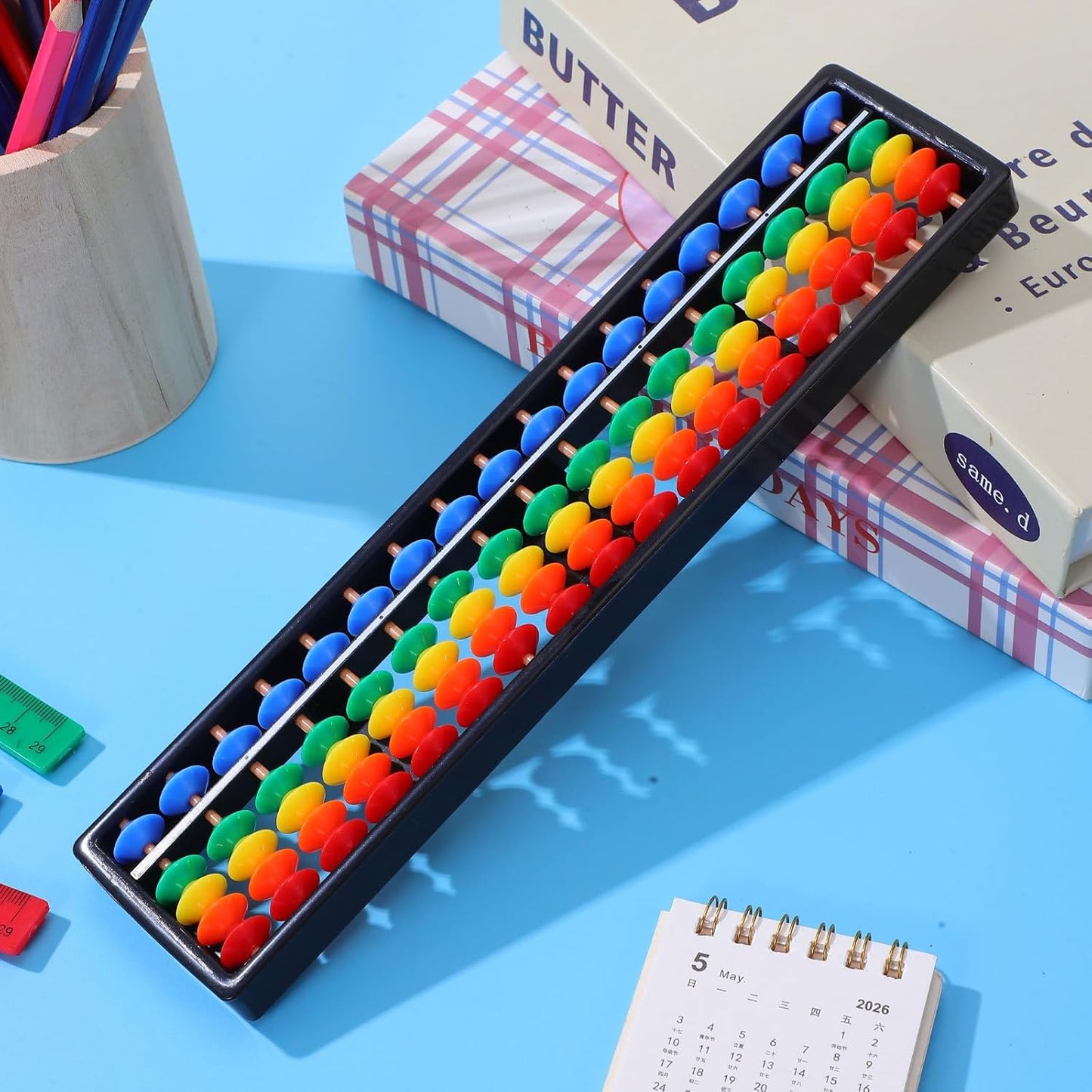 Kisangel Arithmetic Abacus 17 Rods Rainbow Plastic Counting Toy for Kids Math Learning and Brain Development Educational Tool for Toddlers and Students