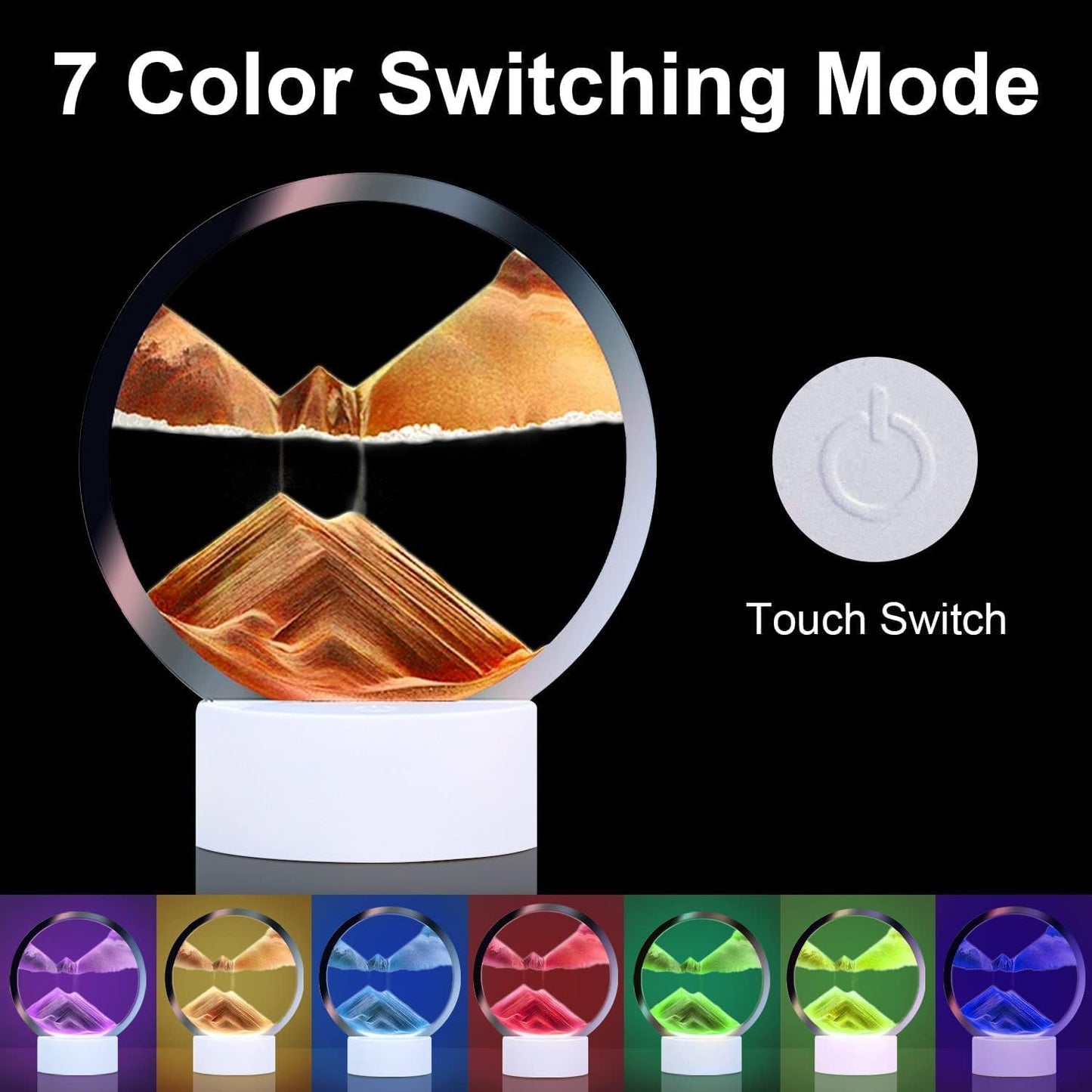 Moving Sand Art Picture Round Glass 3D Deep Sea Sandscape in Motion Display Flowing Sand Frame, Large Desktop Art Toys, Home & Office Desktop Decorations(Black, RC-Crotrol)