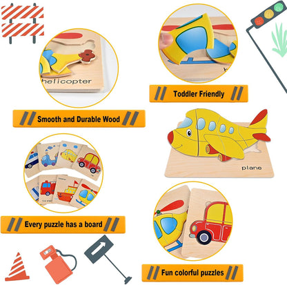 8pcs Wooden Puzzles for Toddlers 1-3, Toddler Puzzles Ages 2-4, Montessori Toys for 1-3+ Years Girl Boy, Sea Animal Puzzle for Kids, Jigsaw Puzzle Educational Toys Preschool for 1-4