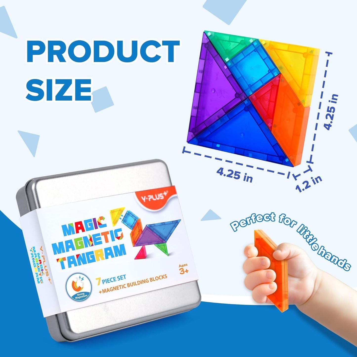 YPLUS Mini Magnetic Tiles Travel Magnetic Blocks Building Toys, 700 Shapes 3D Magnet Tangrams Puzzle, Toddlers Montessori Road Trip Toys STEM Educational Activity for Kids 4-8, 8-12