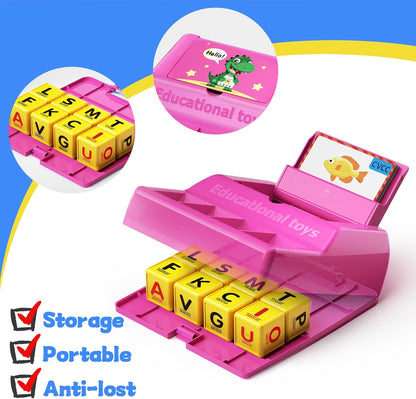 Montessori Matching Letter Game for Kids Ages 3-8 | Educational Learning Spelling Toys with Storage Function | Christmas Birthday Gifts for 3 4 5 6 Year Old Boys & Girls | Larger Blue (50% Bigger)