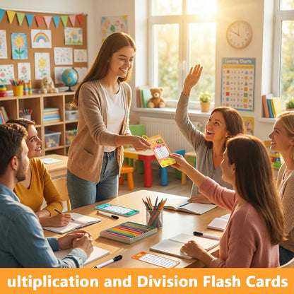 36Pcs Multiplication and Division Flash Cards, Math Flash Cards with 4 Markers 2 Rings, 0-12 Dry Erase Educational Time Table Flash-Cards for 1st to 3rd Grades Home School Fun Learning with Math Game