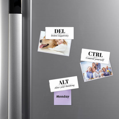 Inspirational Magnets - 3 Pack Ctrl Alt Del Positive Affirmation Magnet Set with Motivational Quotes, Acrylic Strong Encouragements Fridge Magnets for Home, Office, School, Locker Decor (Alt Del Ctrl)