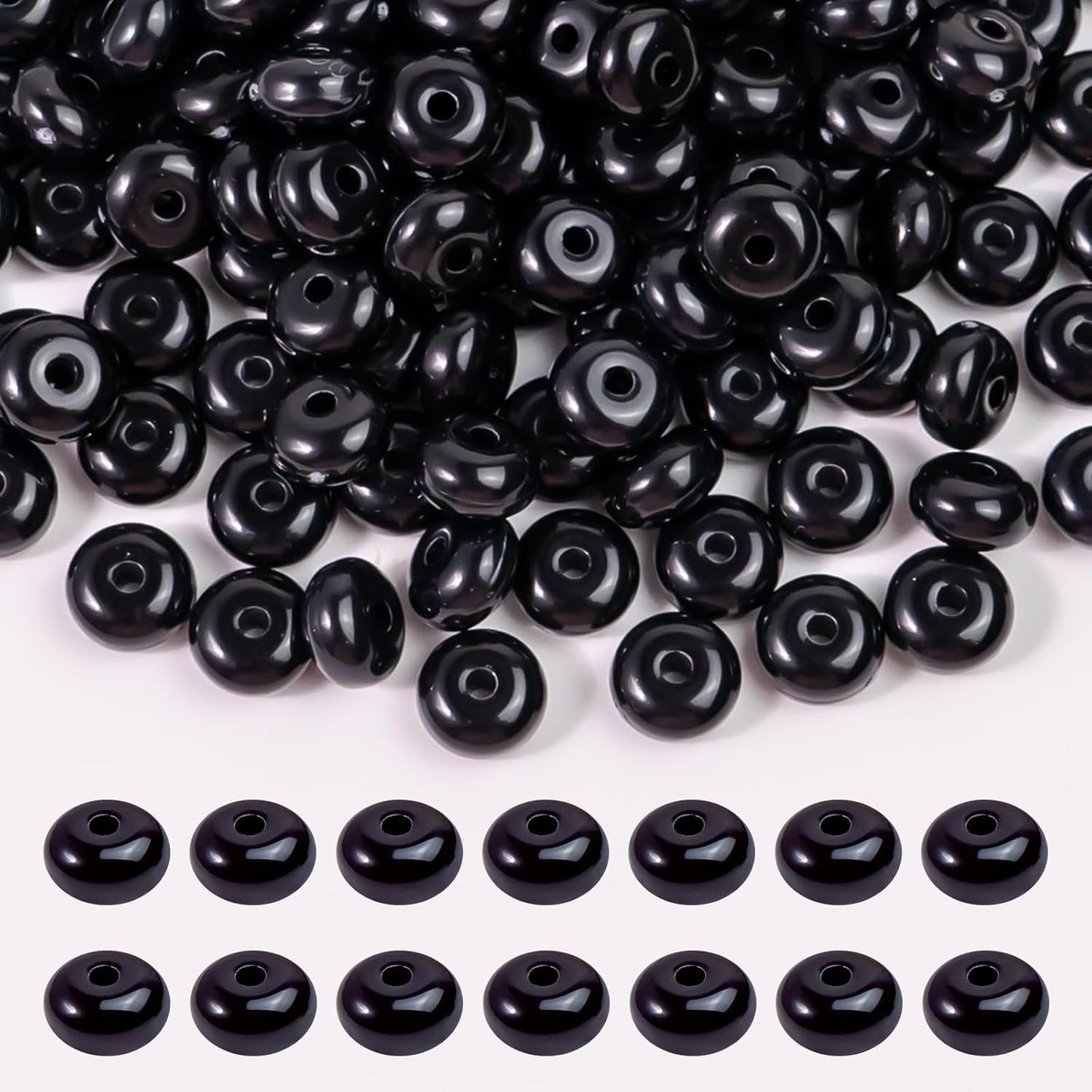 500PCS 8mm Acrylic Lentil Beads, White Abacus Beads Loose Beads for Crafts, Acrylic Spacer Beads for Jewelry Bracelet Necklace Making, Beads for Pens Charms Crafts, Small