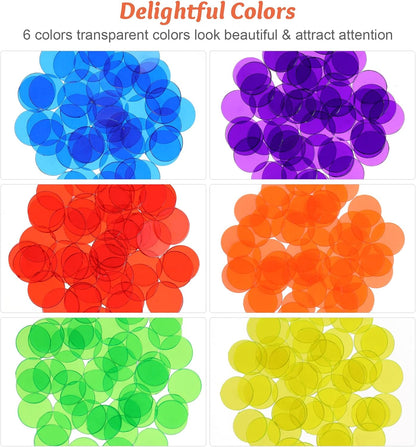 Bingo Chips, 6 Colors 300 Pcs Small Plastic Learning Counters Disks Bingo Chip Counting Discs Markers for Math Practice and Poker Chips Game Tokens