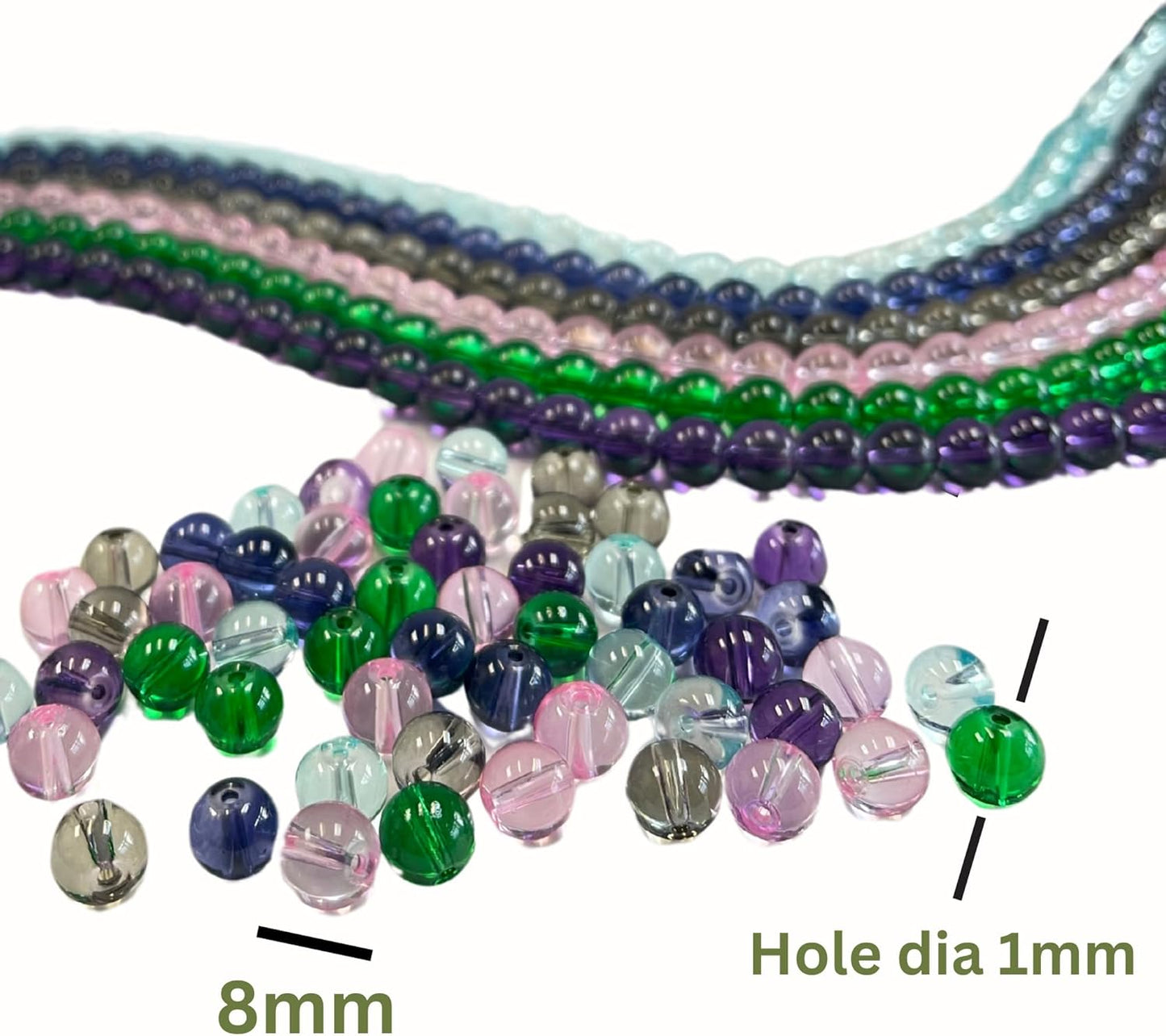 8mm Glass Beads Round Bulk for Bracelet, Glow in Dark Beads, DIY Jewelry Windchime Suncatcher Party Supplies, 300 pcs