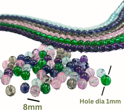 8mm Glass Beads Round Bulk for Bracelet, Glow in Dark Beads, DIY Jewelry Windchime Suncatcher Party Supplies, 300 pcs