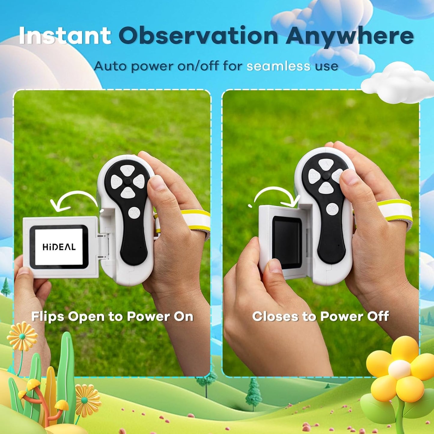 Hideal HP60 IPS Microscope for Kids: [Auto On & Off] [3-in-1] 2" Portable Handheld Microscope Miniscope, Pocket Mini Scope Educational Science Kit, Christmas Birthday Gifts for Kids, PC View, White