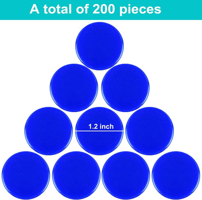Coopay 200 Pieces 10 Colors 1-1/5 inch Plastic Learning Counters Disks Bingo Chip Counting Discs Markers for Math Practice and Poker Chips Game Tokens