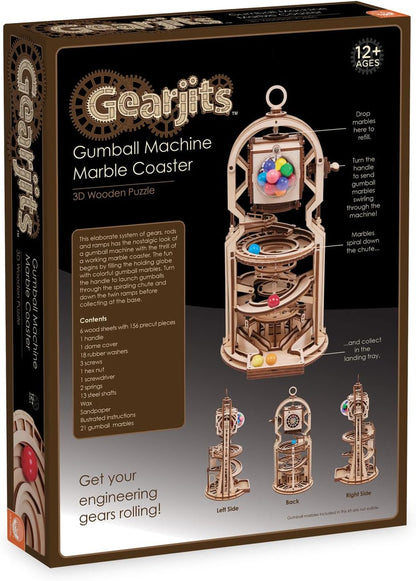 MindWare Gearjits: Gumball Machine Marble Coaster – Wooden 3D Building Puzzle for Teens & Adults – DIY STEM Building Toys for Kids – Fun for Adults Too – Ages 12 and Up
