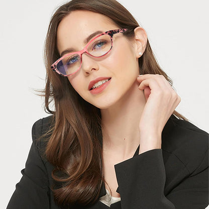 SIGVAN Ladies Cat Eye Reading Glasses 5 Pairs Blue Light Blocking Spring Hinge Fashion Pattern Print Readers for Women