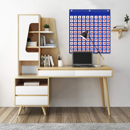 Eamay Hundreds Pocket Chart with 130 Number Cards, Number 1-100 Board Pocket Chart for Teacher Lessons in a Classroom or for Use at Home (100 Pockets)