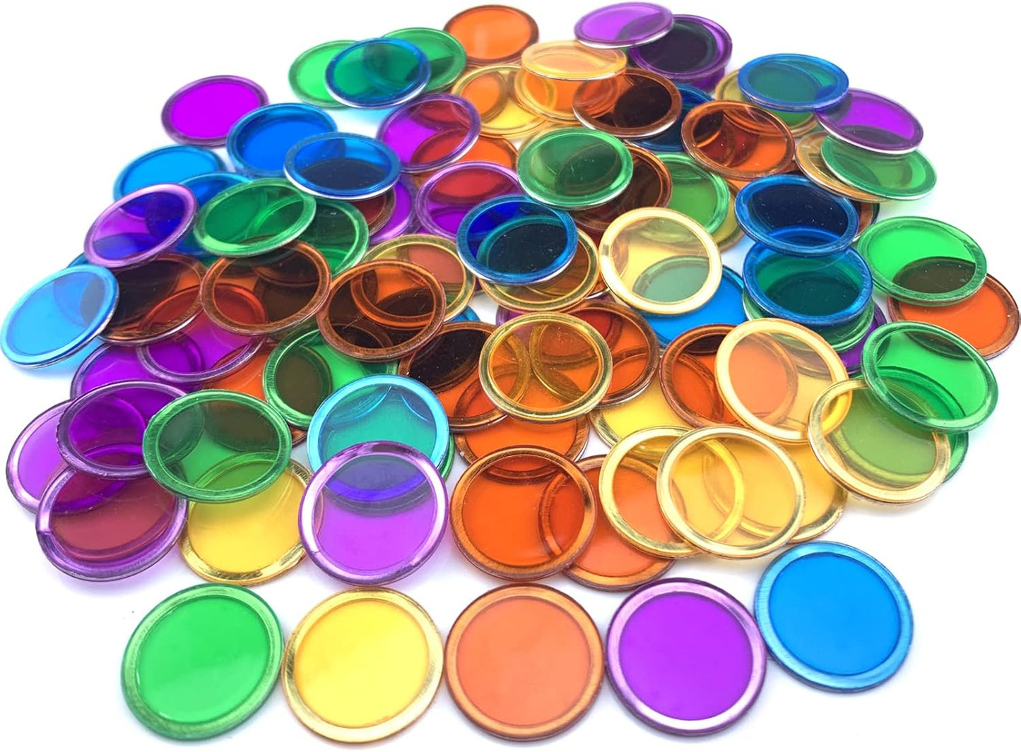 Magnetic Bingo Set -100 PCS Orange Metal Ringed Chips/Plastic Poker Tokens/Markers/Math Counting/Science Exploration/STEM Kit/Family Game Nights