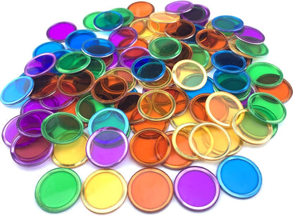 Magnetic Bingo Set -100 PCS Orange Metal Ringed Chips/Plastic Poker Tokens/Markers/Math Counting/Science Exploration/STEM Kit/Family Game Nights