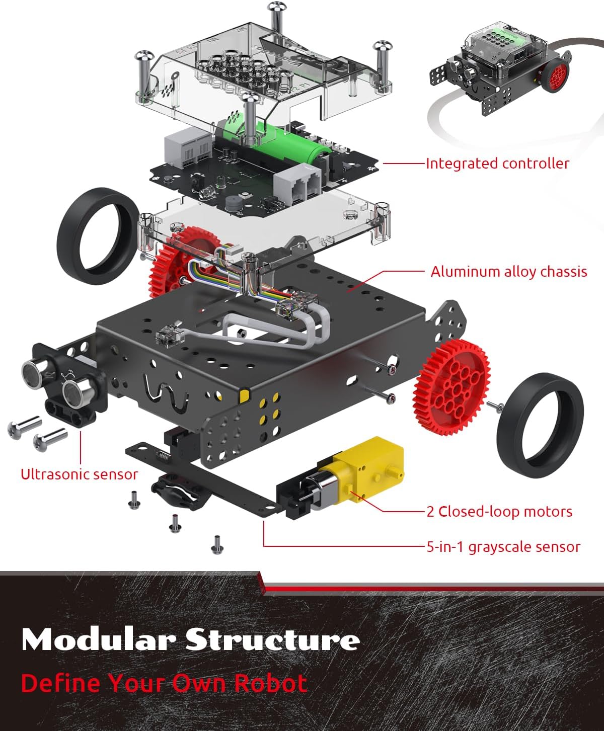 WhalesBot Rocky Coding Robot Car Kit for Kids 8-12 12-16, STEM Educational Engineering Toy, Scratch Python C Programming & Remote Control, Science Gift for 8 9 10 11 12+ Year Old Boys Girls