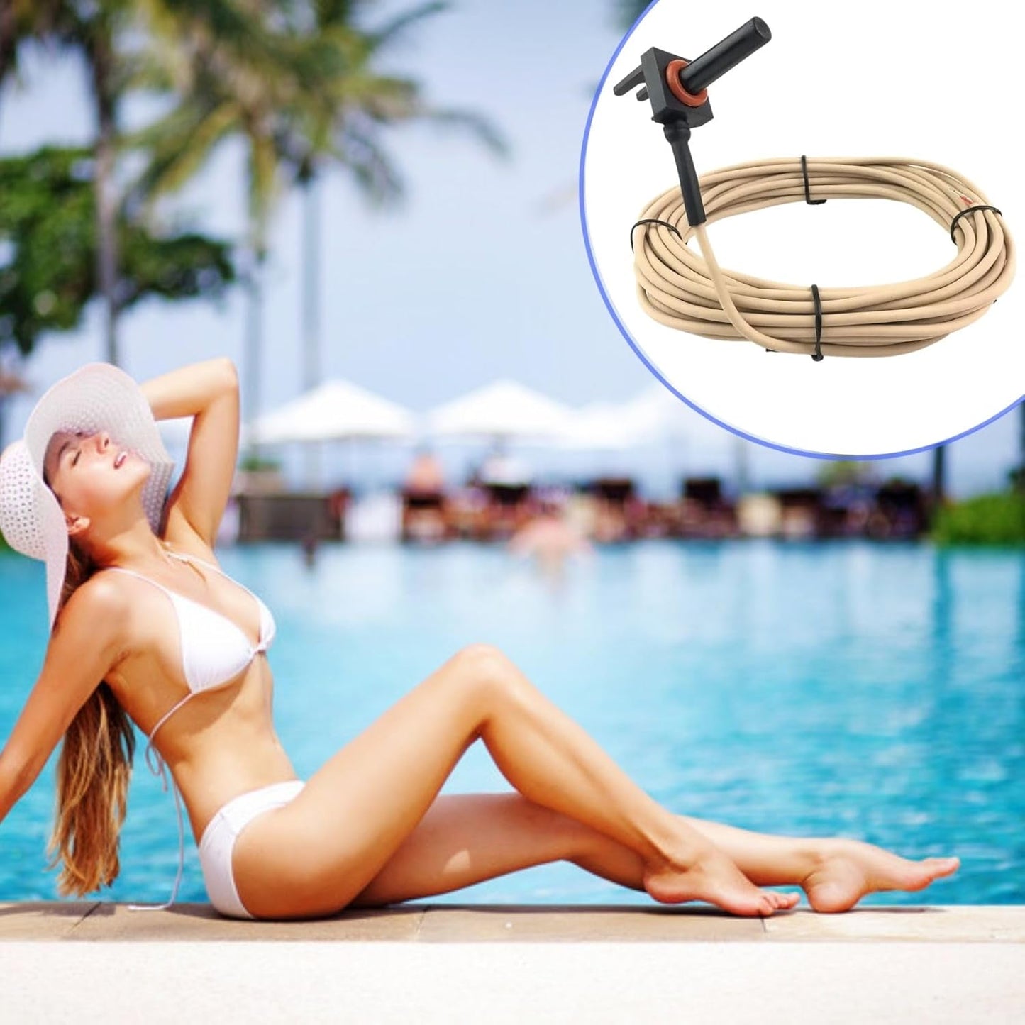 GLX-PC-12-KIT 10K Thermistor Temperature Sensor with 15-Feet Cable Water/Air/Solar Temperature Sensor Replacement Kit Compatible with Hayward Salt Chlorine Generators