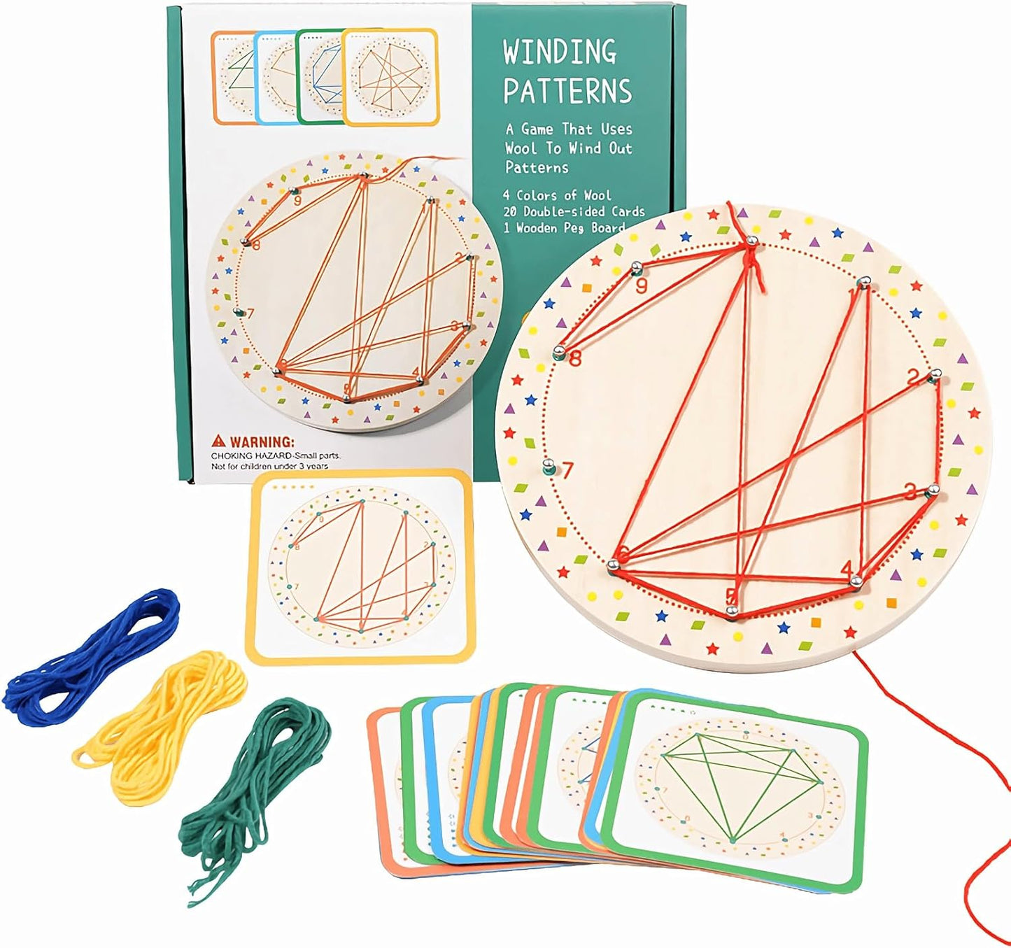 Wooden Threading Nail Board Montessori Teaching Aids - Rope Winding Graphics for Early Education and Geometric Puzzle Development